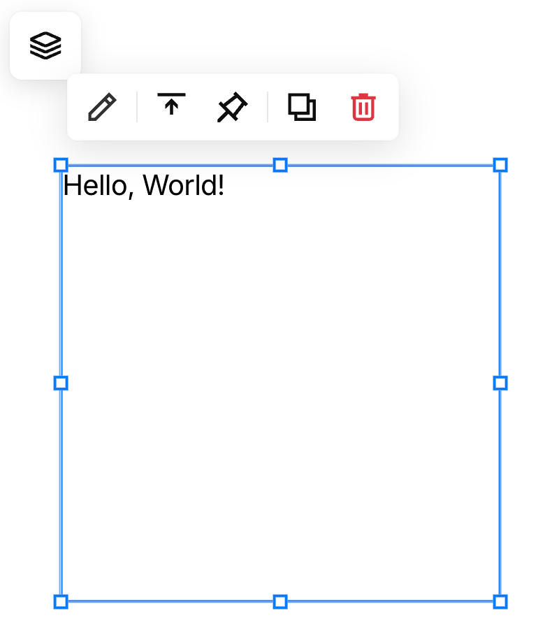 A selected block in the Squarespace Fluid Engine editor, showing the edit toolbar and the blue drag handles at its corners and edges.